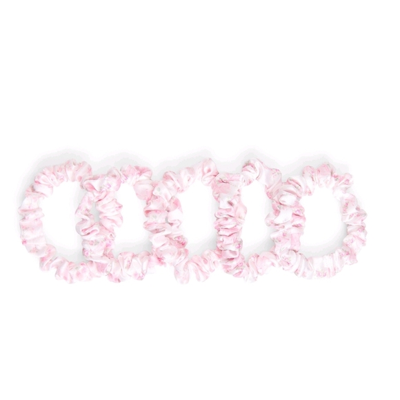 LOVESHACKFANCY Goody Skinny Pink Satin Scrunchies 5pc